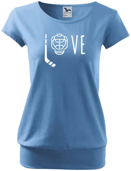 Dámské tričko LOVE s hokejkou a helmou