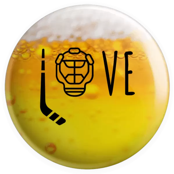 Placka LOVE s hokejkou a helmou