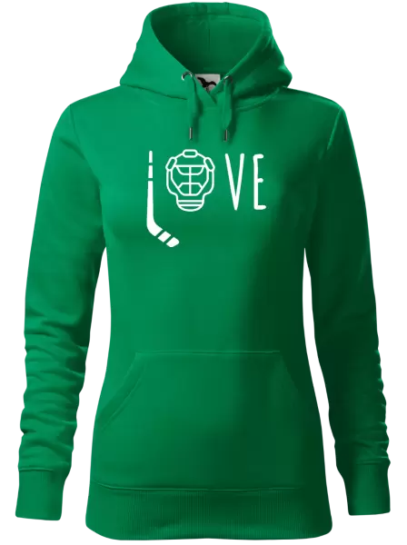 Dámská mikina LOVE s hokejkou a helmou