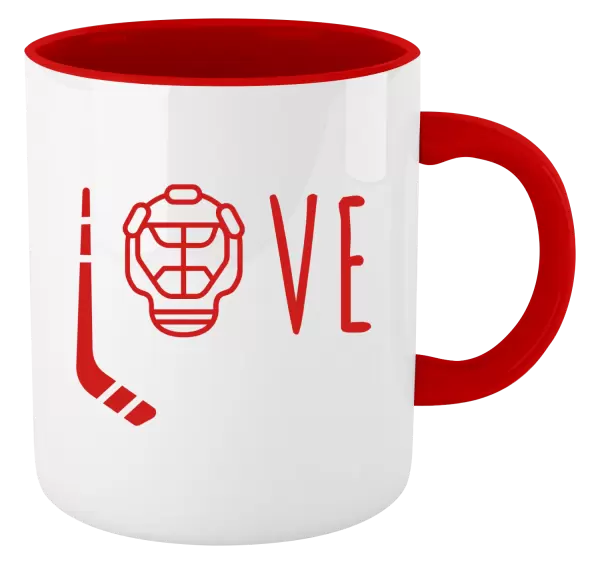 Hrnek LOVE s hokejkou a helmou