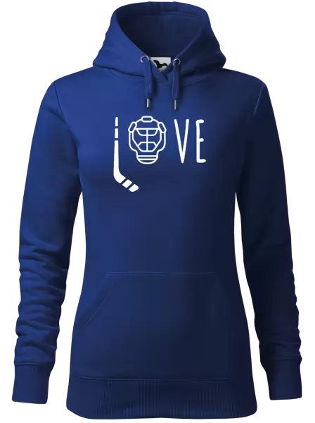 Dámská mikina LOVE s hokejkou a helmou