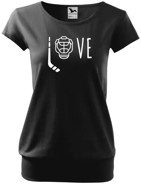 Dámské tričko LOVE s hokejkou a helmou