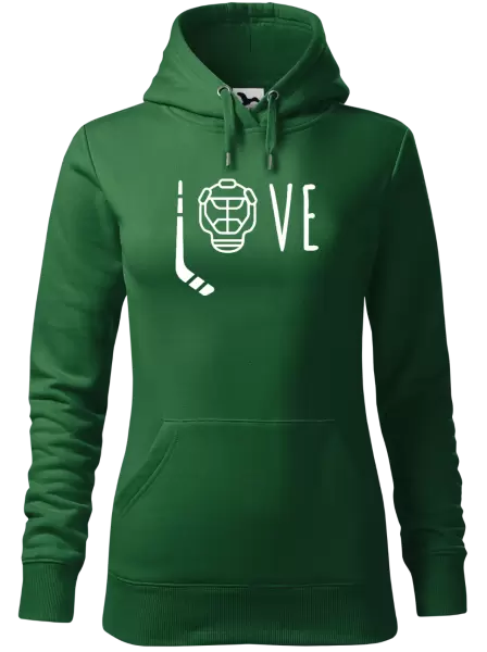 Dámská mikina LOVE s hokejkou a helmou