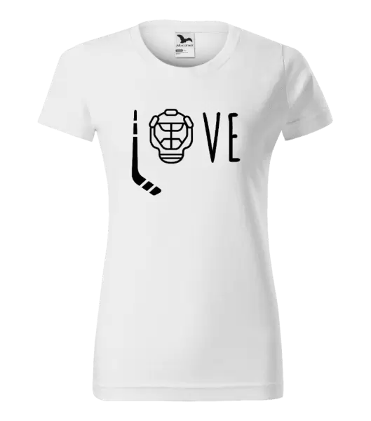 Dámské tričko LOVE s hokejkou a helmou