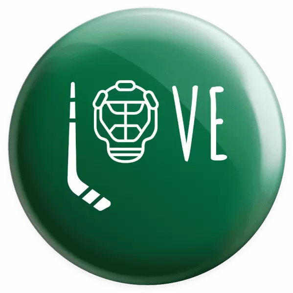 Placka LOVE s hokejkou a helmou