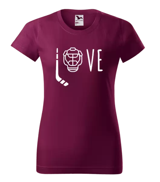 Dámské tričko LOVE s hokejkou a helmou
