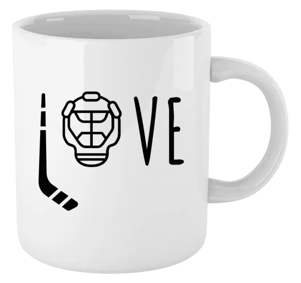 Hrnek LOVE s hokejkou a helmou
