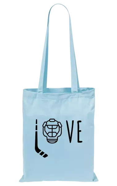 Látková taška LOVE s hokejkou a helmou