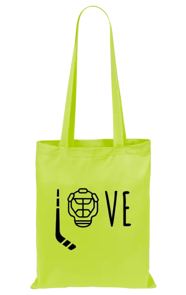 Látková taška LOVE s hokejkou a helmou