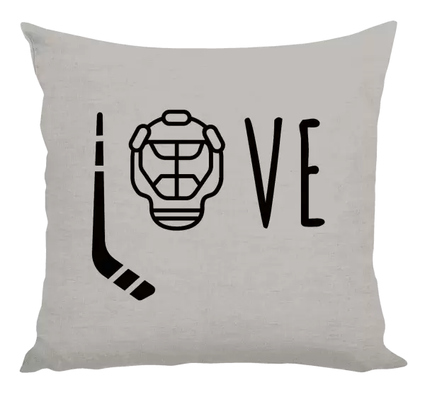 Polštář LOVE s hokejkou a helmou