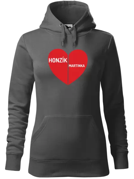 Dámská mikina Rozpůlené srdce se jmény