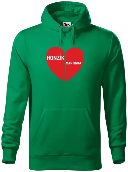 Pánská mikina Rozpůlené srdce se jmény