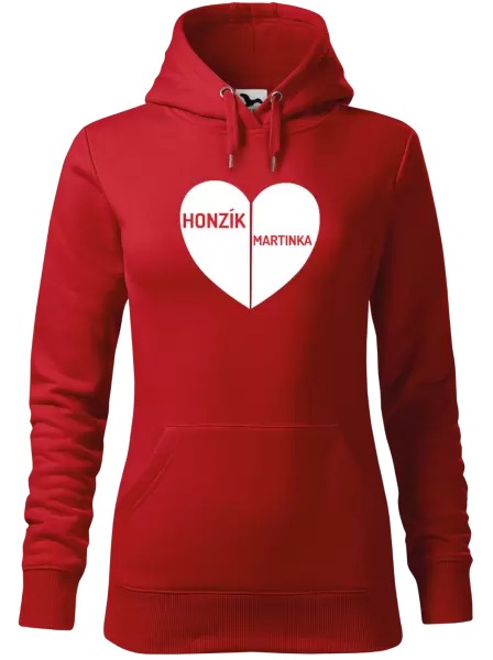 Dámská mikina Rozpůlené srdce se jmény
