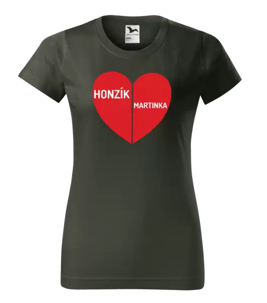 Dámské tričko Rozpůlené srdce se jmény