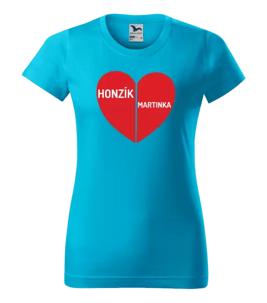 Dámské tričko Rozpůlené srdce se jmény