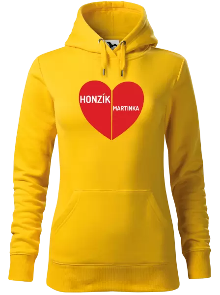 Dámská mikina Rozpůlené srdce se jmény