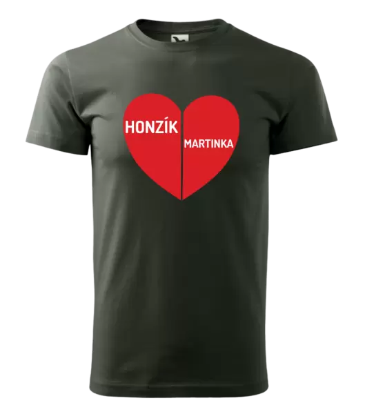 Pánské tričko Rozpůlené srdce se jmény