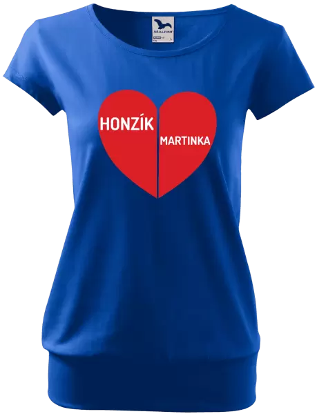 Dámské tričko Rozpůlené srdce se jmény