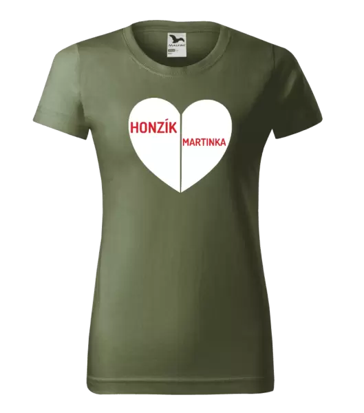 Dámské tričko Rozpůlené srdce se jmény