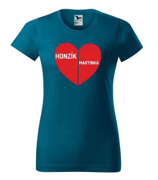 Dámské tričko Rozpůlené srdce se jmény