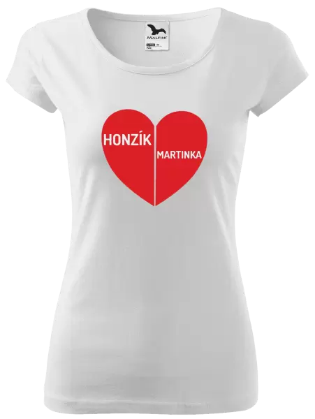 Dámské tričko Rozpůlené srdce se jmény