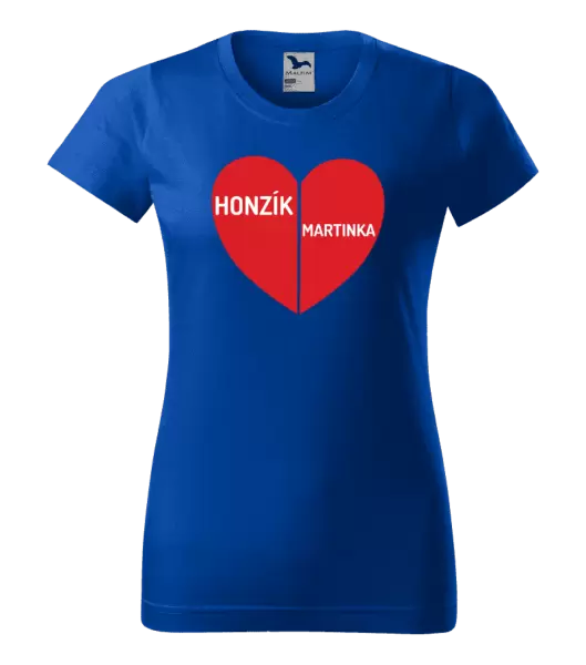 Dámské tričko Rozpůlené srdce se jmény