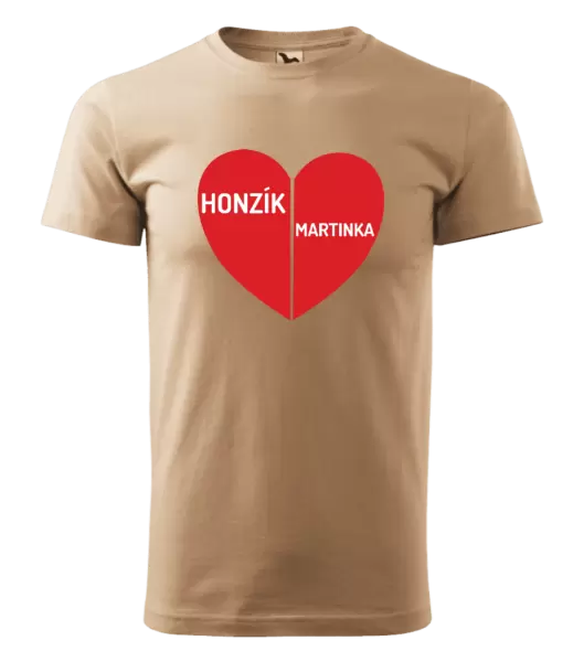Pánské tričko Rozpůlené srdce se jmény
