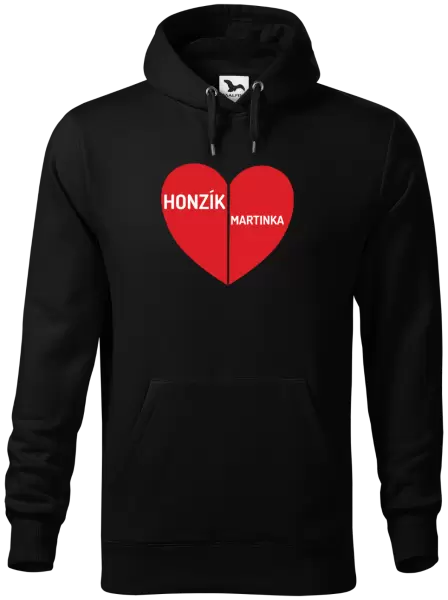 Pánská mikina Rozpůlené srdce se jmény