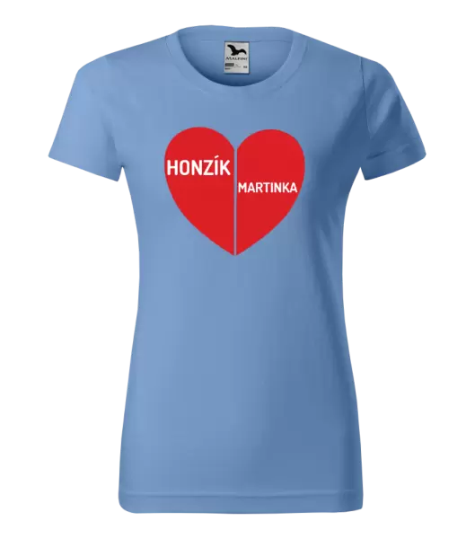 Dámské tričko Rozpůlené srdce se jmény
