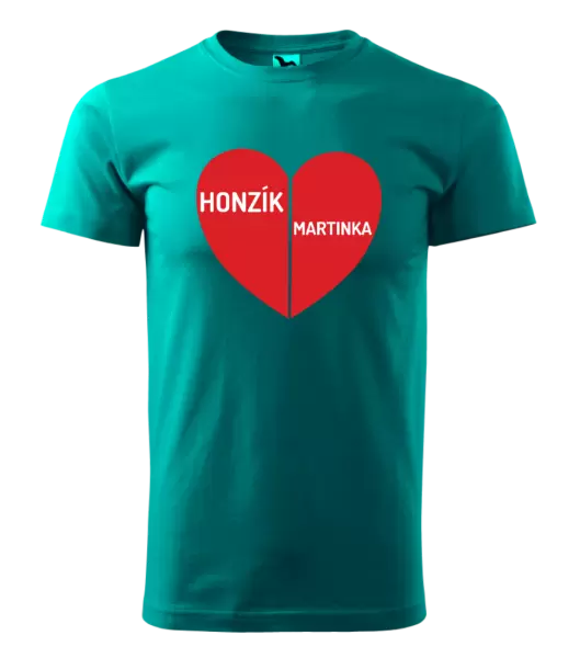 Pánské tričko Rozpůlené srdce se jmény