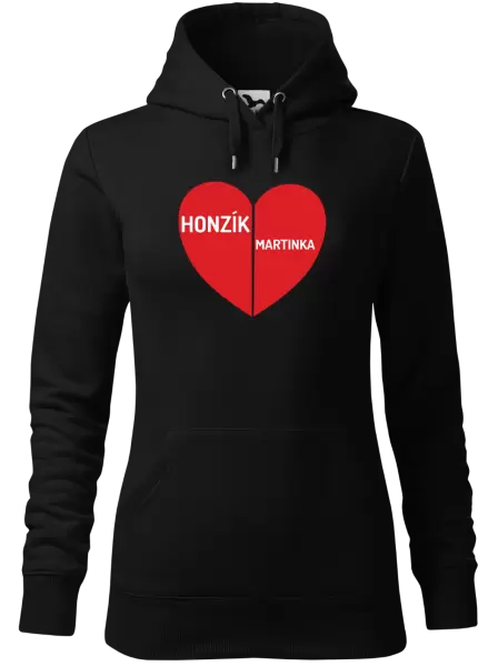 Dámská mikina Rozpůlené srdce se jmény