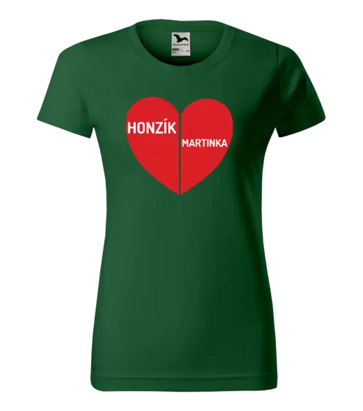 Dámské tričko Rozpůlené srdce se jmény