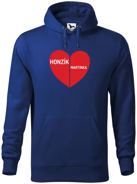 Pánská mikina Rozpůlené srdce se jmény