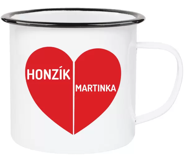 Plecháček Rozpůlené srdce se jmény