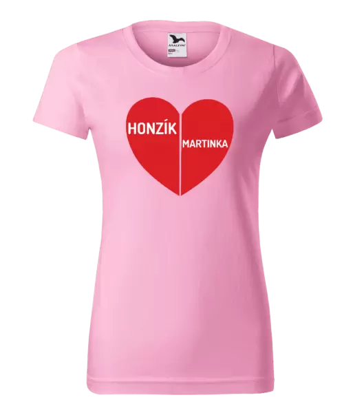 Dámské tričko Rozpůlené srdce se jmény