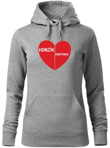 Dámská mikina Rozpůlené srdce se jmény