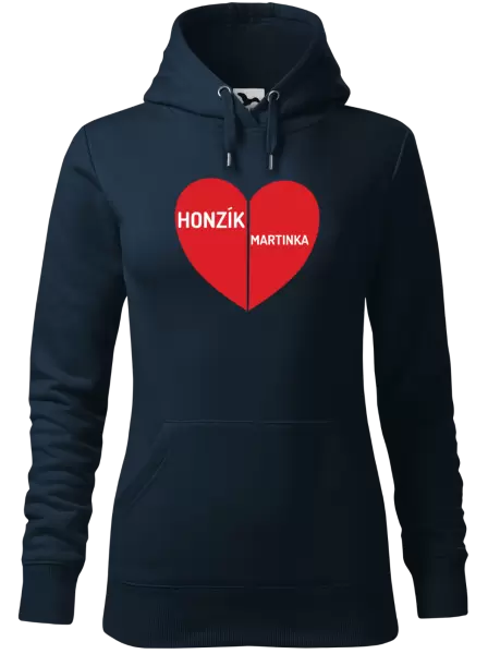 Dámská mikina Rozpůlené srdce se jmény