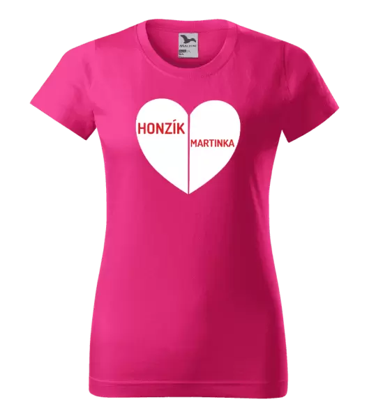Dámské tričko Rozpůlené srdce se jmény