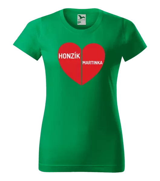 Dámské tričko Rozpůlené srdce se jmény