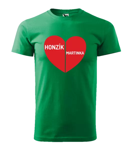 Pánské tričko Rozpůlené srdce se jmény