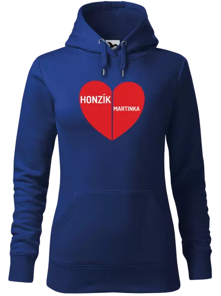 Dámská mikina Rozpůlené srdce se jmény