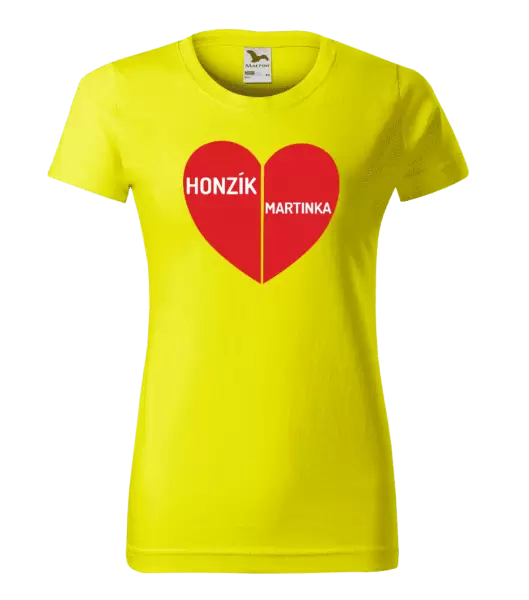 Dámské tričko Rozpůlené srdce se jmény