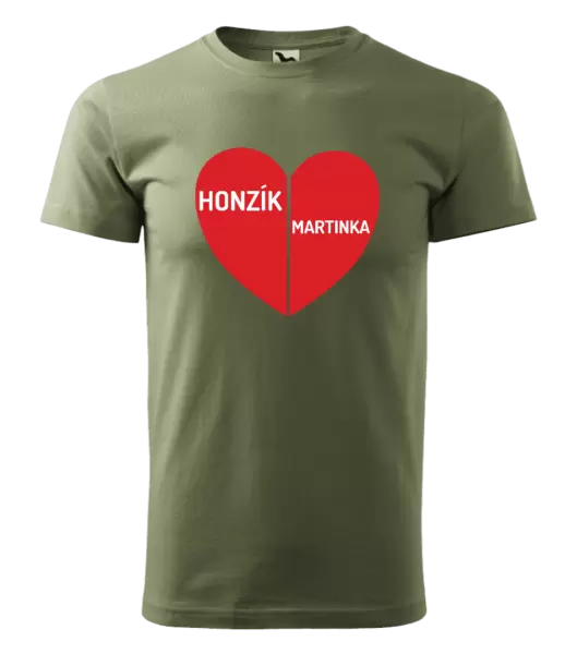 Pánské tričko Rozpůlené srdce se jmény