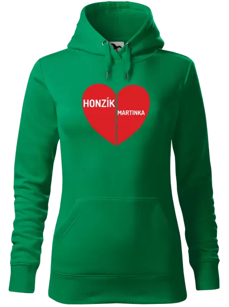 Dámská mikina Rozpůlené srdce se jmény
