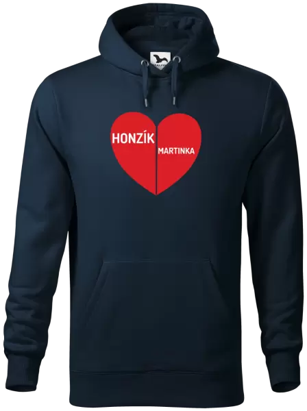 Pánská mikina Rozpůlené srdce se jmény