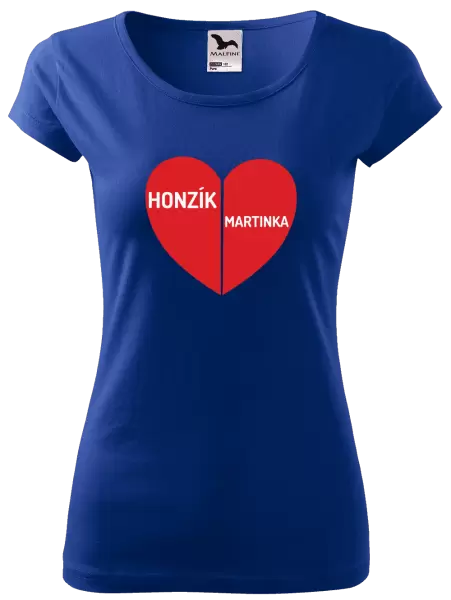 Dámské tričko Rozpůlené srdce se jmény
