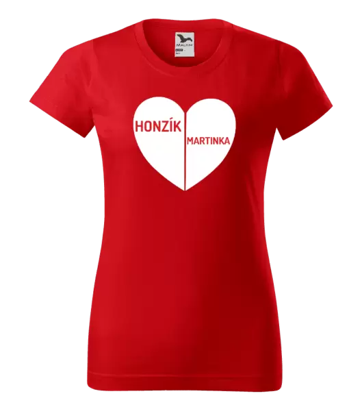 Dámské tričko Rozpůlené srdce se jmény