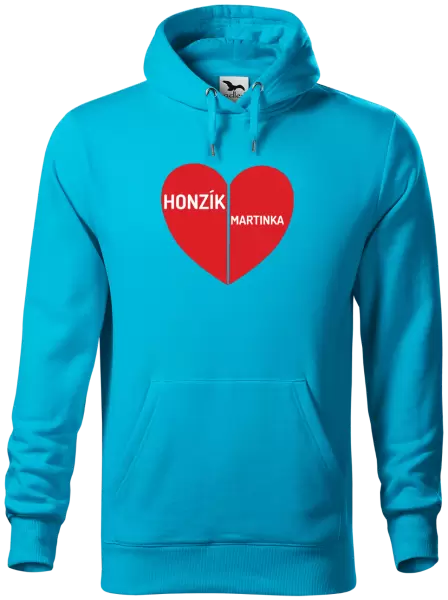 Pánská mikina Rozpůlené srdce se jmény