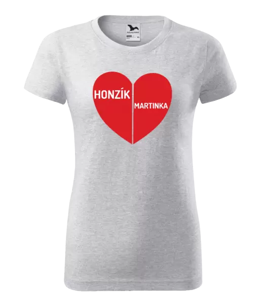 Dámské tričko Rozpůlené srdce se jmény
