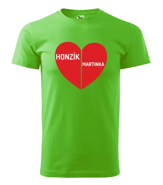 Pánské tričko Rozpůlené srdce se jmény